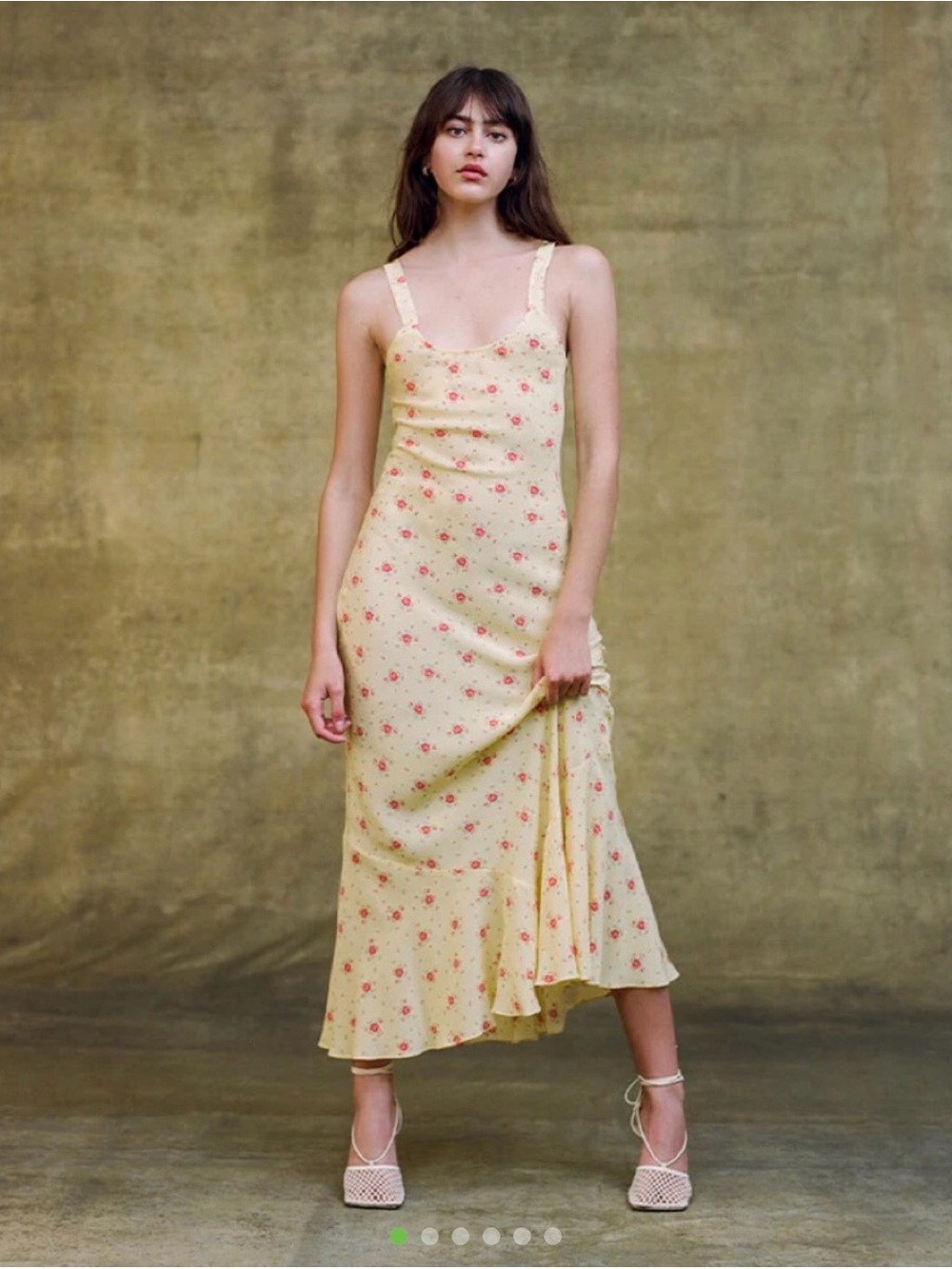 Allegra Yellow Floral Slip Midi Dress by Realisation Par